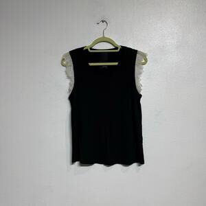 Heather Black Lace Trim Blouse Sz S